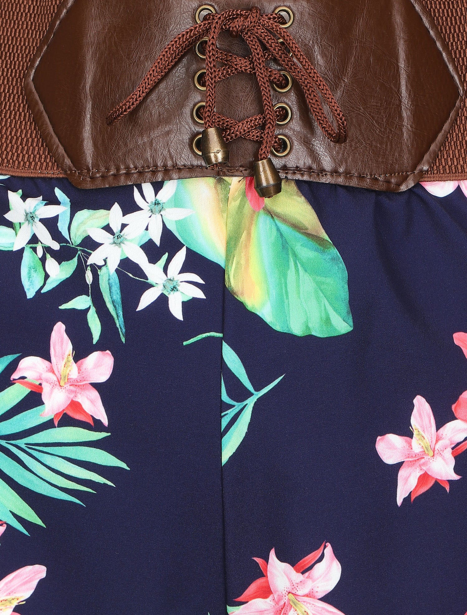 Short à taille haute style corset imprimé fleurs - Marine - 3