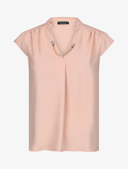 Top uni sans manches à chaîne - Rose - 1