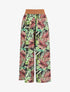 Pantalon à taille haute style corset imprimé tropical - Noir - 1