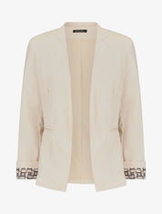 Blazer manches à revers imprimé - Beige - 1