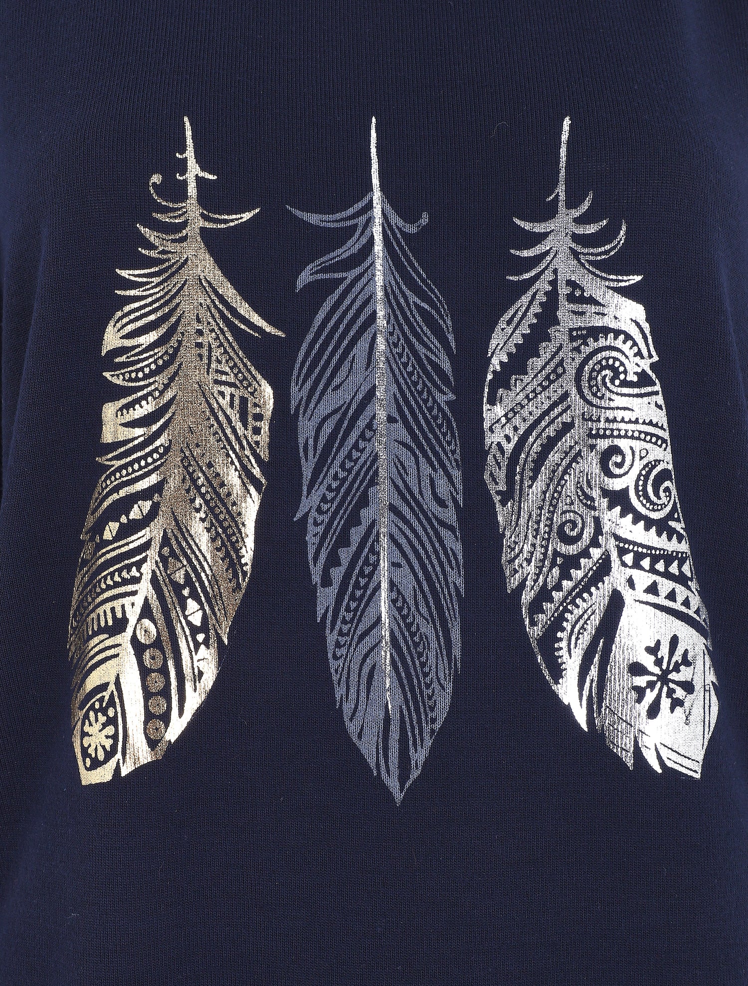 Pull ample à imprimé plumes irisées - Marine - 3