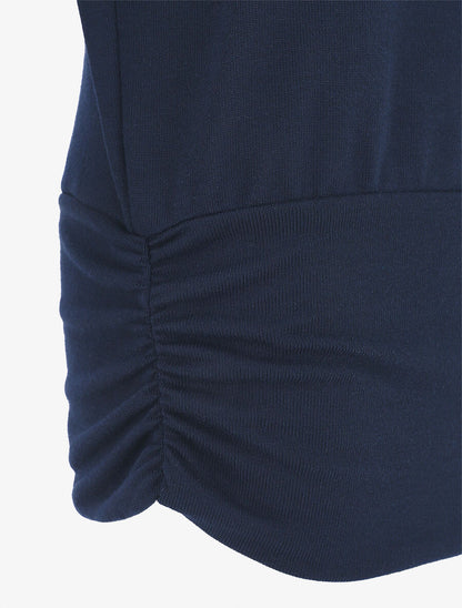 Pull fin uni à col rond - Marine - 3