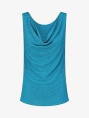 Top droit irisé sans manches col bénitier - Bleu - 1