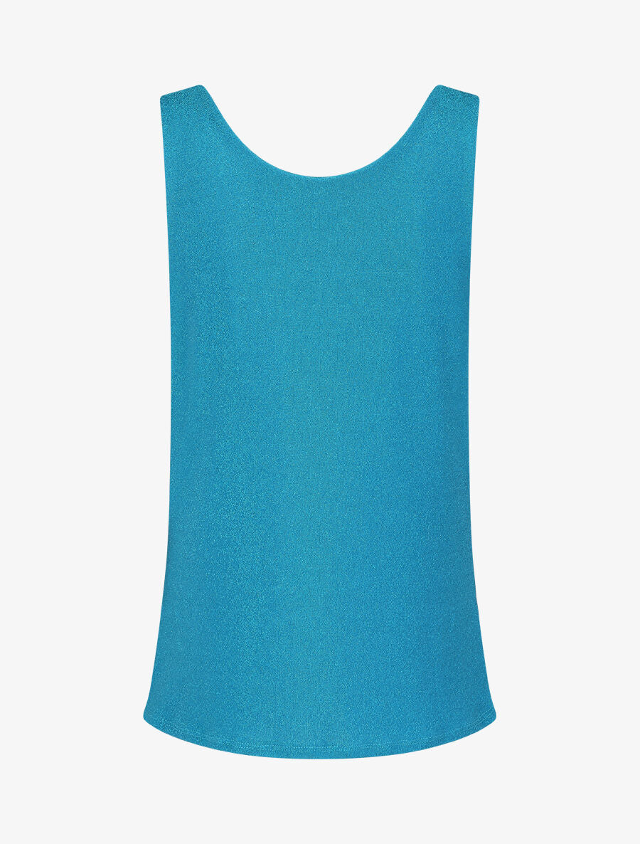 Top droit irisé sans manches col bénitier - Bleu - 2