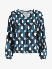 Blouse droite imprimé graphique - Bleu canard - 5