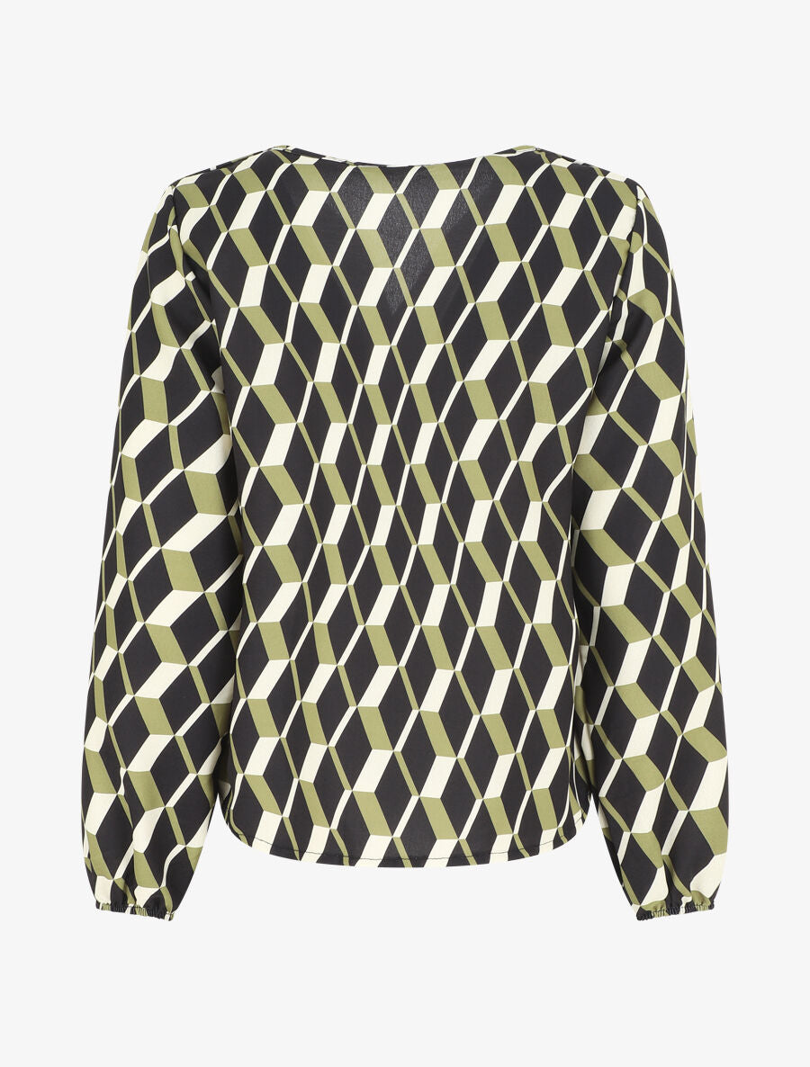 Blouse droite imprimé géométrique - Vert - 2