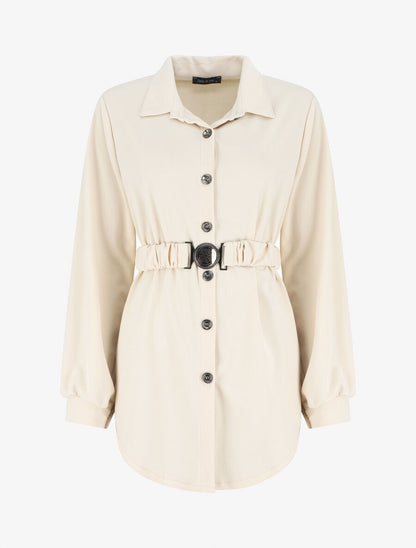 Chemise ample ceinturée - Beige - 1