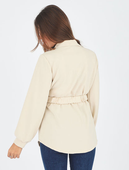 Chemise ample ceinturée - Beige - 6