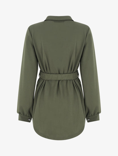 Chemise ample ceinturée - Kaki - 2