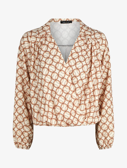 Top cache-coeur imprimé cercles - Beige - 1