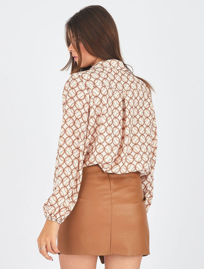 Top cache-coeur imprimé cercles - Beige - 5