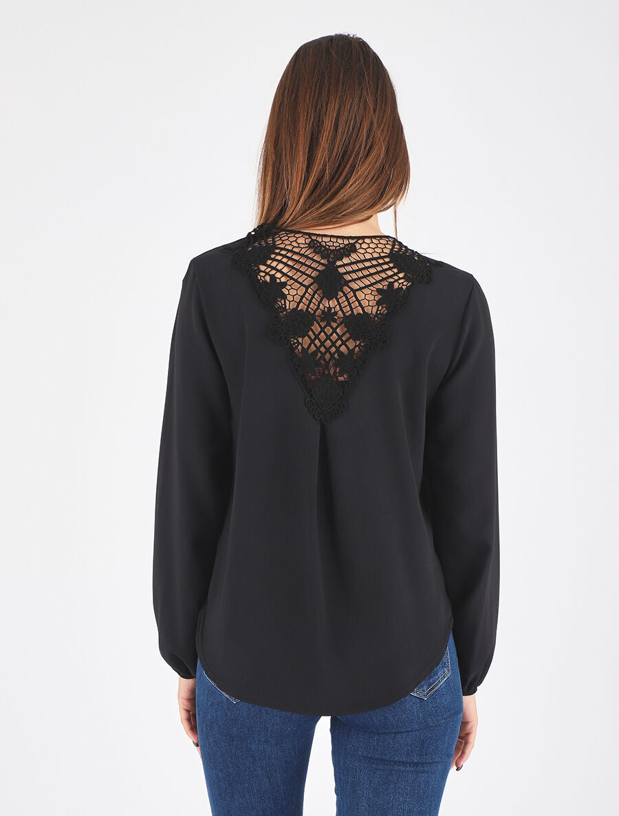 Top fluide dos en crochet - Noir - 5