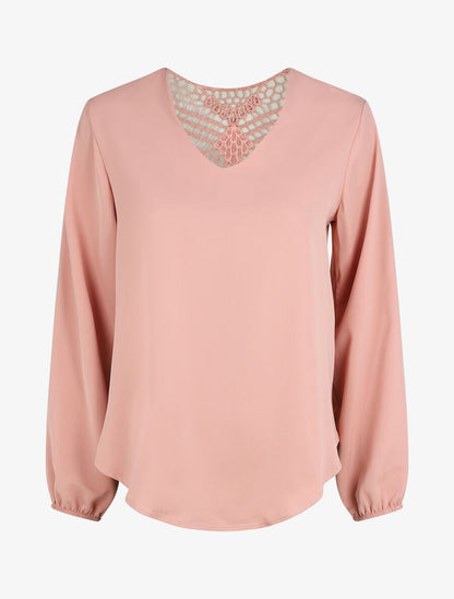 Top fluide dos en crochet - Rose - 1