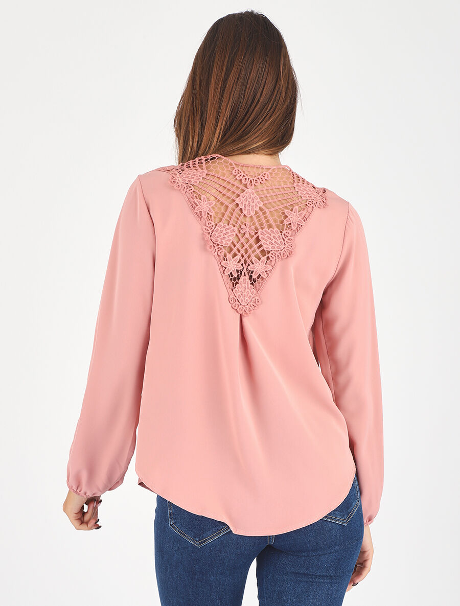 Top fluide dos en crochet - Rose - 5