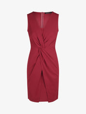 Robe ajustée sans manches à noeud - Bordeaux - 4