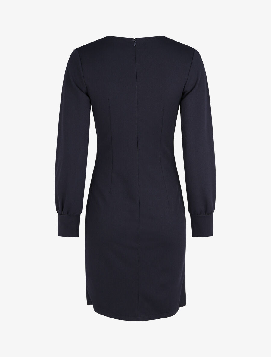 Robe courte ajustée à manches longues - Marine - 2