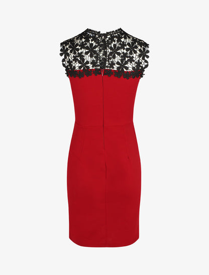 Robe ajustée sans manches col crochet - Bordeaux - 3