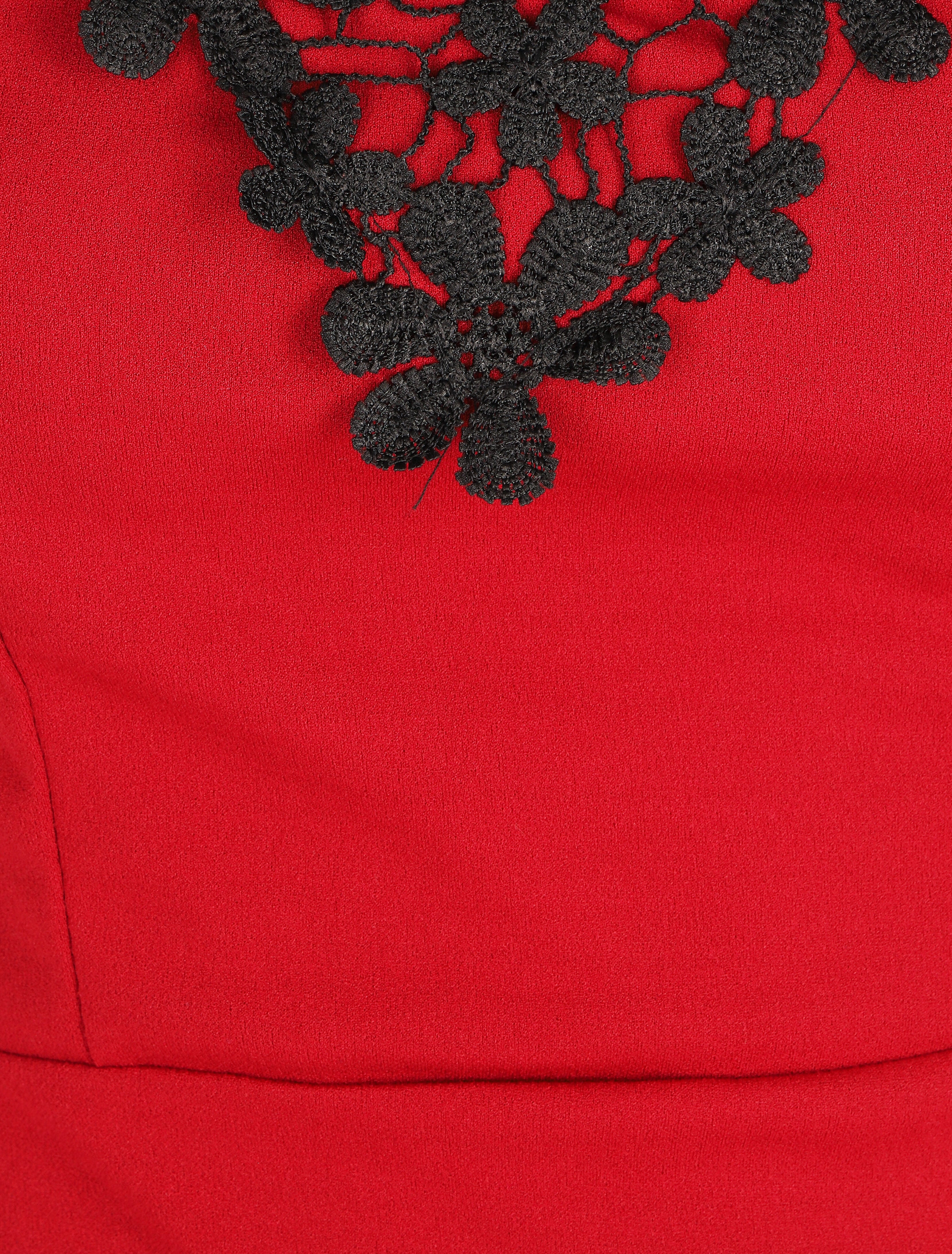 Robe ajustée sans manches col crochet - Bordeaux - 4