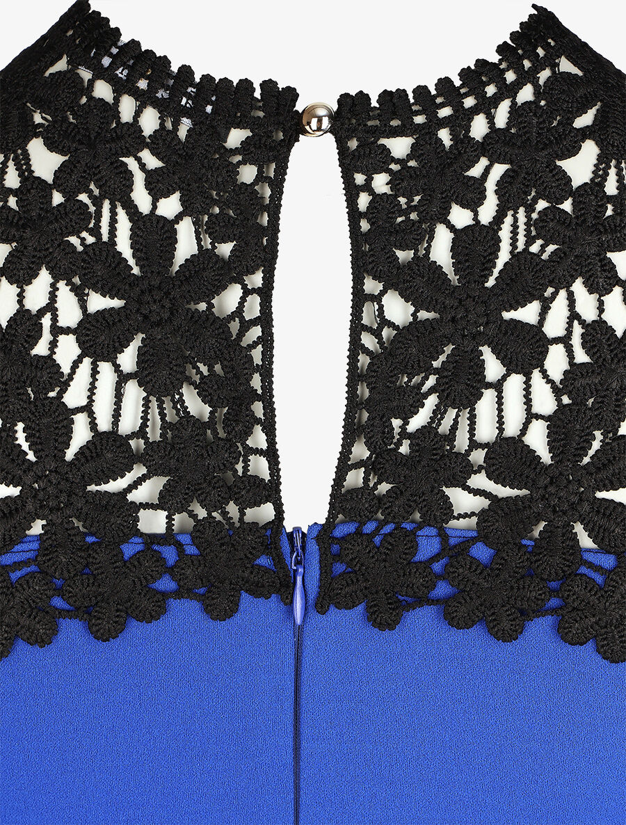 Robe ajustée sans manches col crochet - Bleu électrique - 3