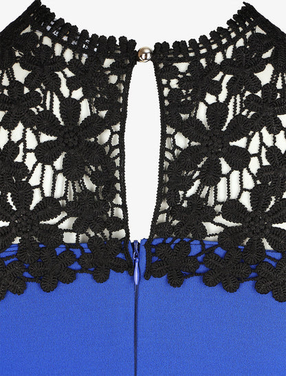 Robe ajustée sans manches col crochet - Bleu électrique - 3