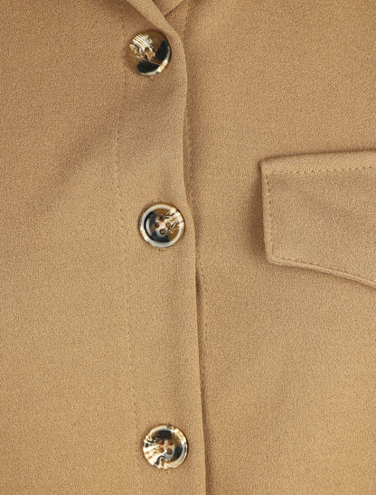 Robe chemise courte manches longues - Camel - 3