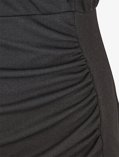 Robe courte drapée sans manches - Noir - 3