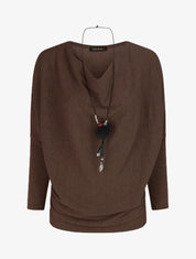 Pull droit col bénitier - Marron - 4