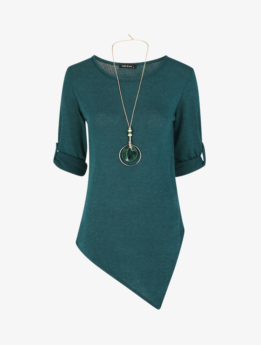 Pull droit asymétrique - Bleu canard - 4