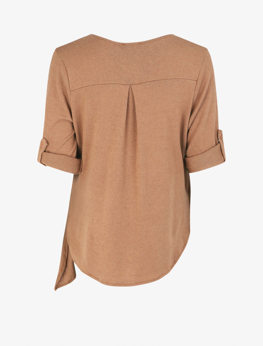 Pull loose style cache-coeur - Camel - 2