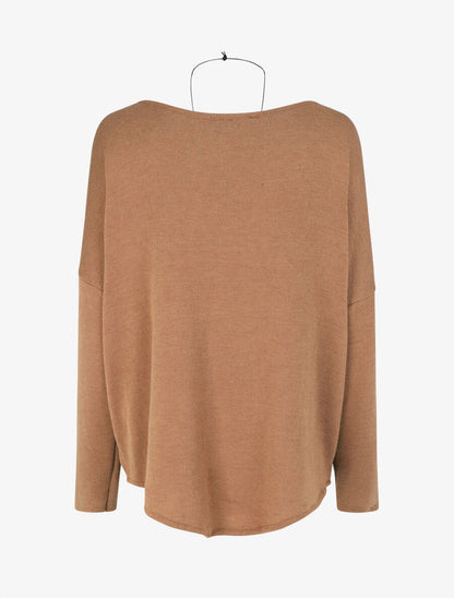 Pull droit uni bords asymétriques - Camel - 2