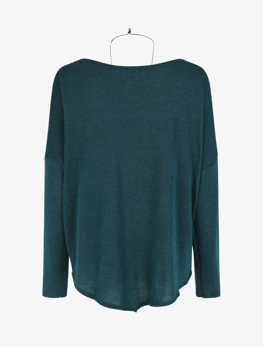 Pull droit uni bords asymétriques - Bleu canard - 2