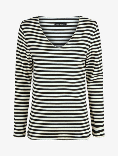 Pull rayé droit irisé - Noir - 1