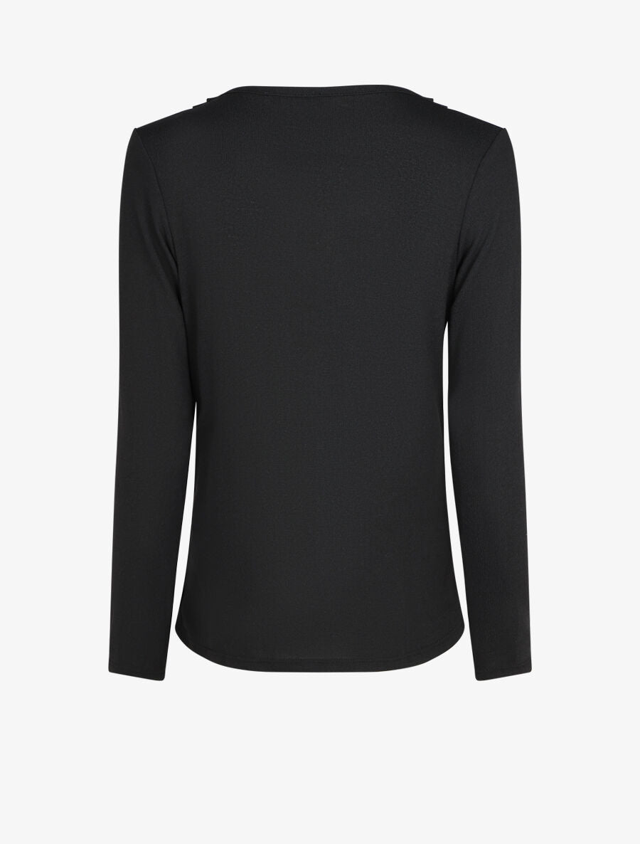 Top droit col bénitier et boutons - Noir - 2