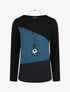 Pull fin graphique coupe droite - Bleu canard - 1