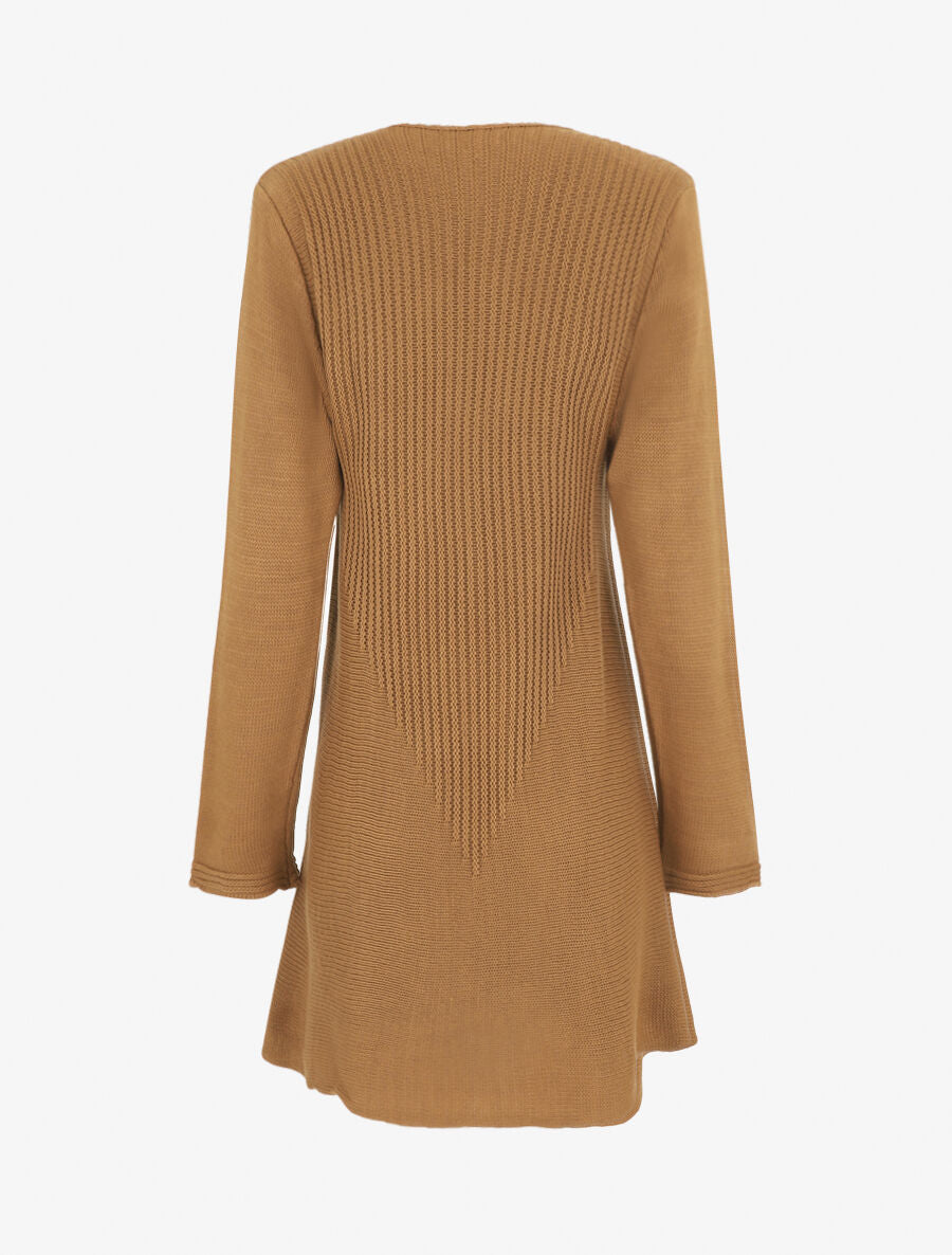 Gilet mi-long col cascade - Camel - 2