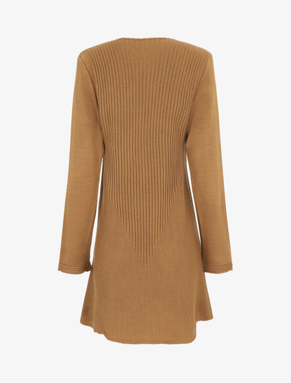 Gilet mi-long col cascade - Camel - 2