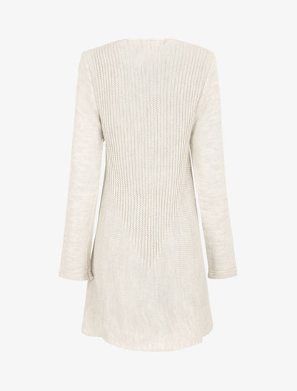 Gilet mi-long col cascade - Beige - 2