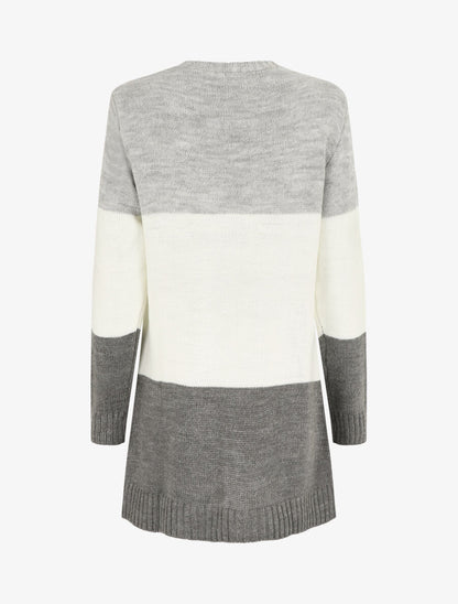 Gilet long à rayures - Gris - 2