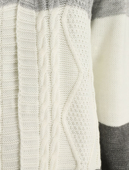 Gilet long à rayures - Gris - 3
