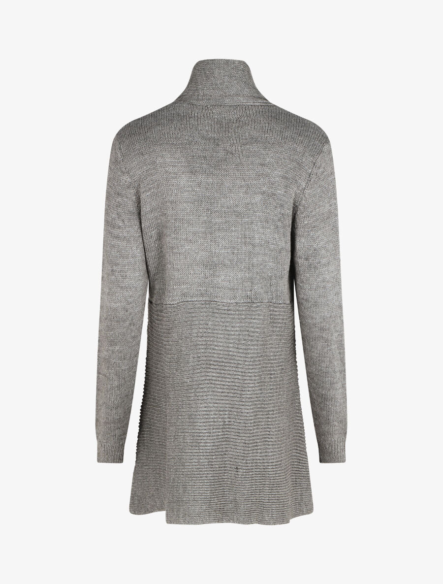 Gilet mi-long col châle - Gris - 2