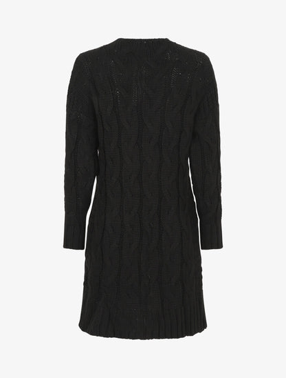 Gilet long en maille tressée - Noir - 2