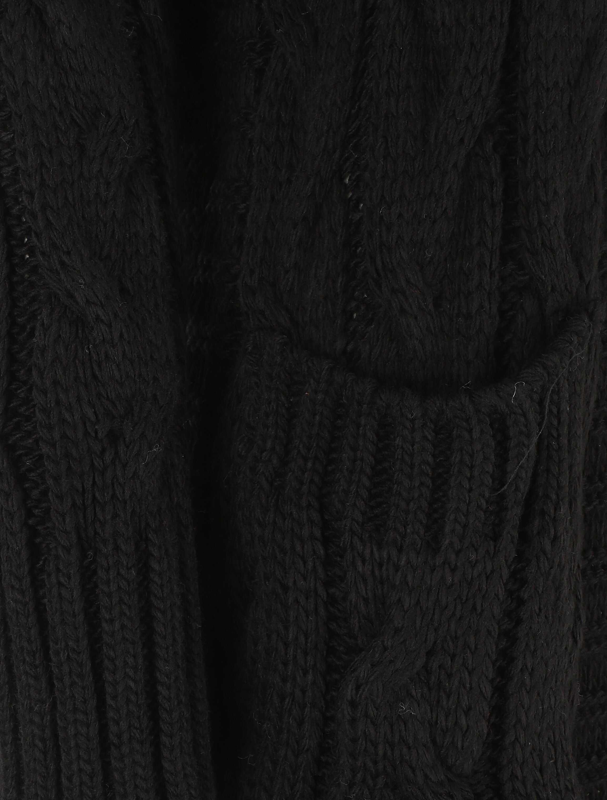 Gilet long en maille tressée - Noir - 3