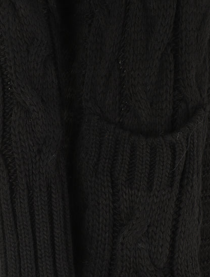Gilet long en maille tressée - Noir - 3