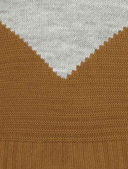Pull droit à motif en V - Camel - 3