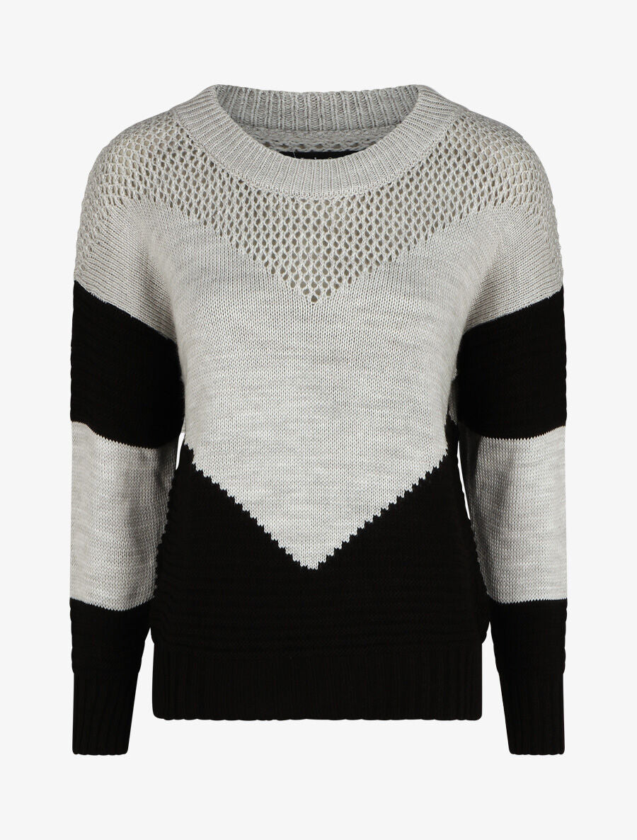 Pull droit à motif en V - Noir - 6