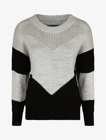 Pull droit à motif en V - Noir - 6