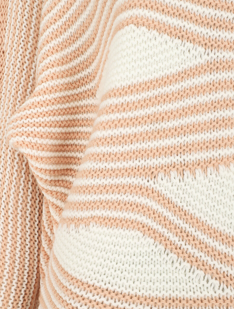 Pull ample à motif rayé fantaisie - Rose - 3