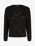 Pull droit col V uni - Noir - 4