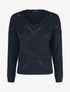Pull droit col V uni - Marine - 4