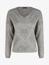Pull droit col V uni - Gris - 4